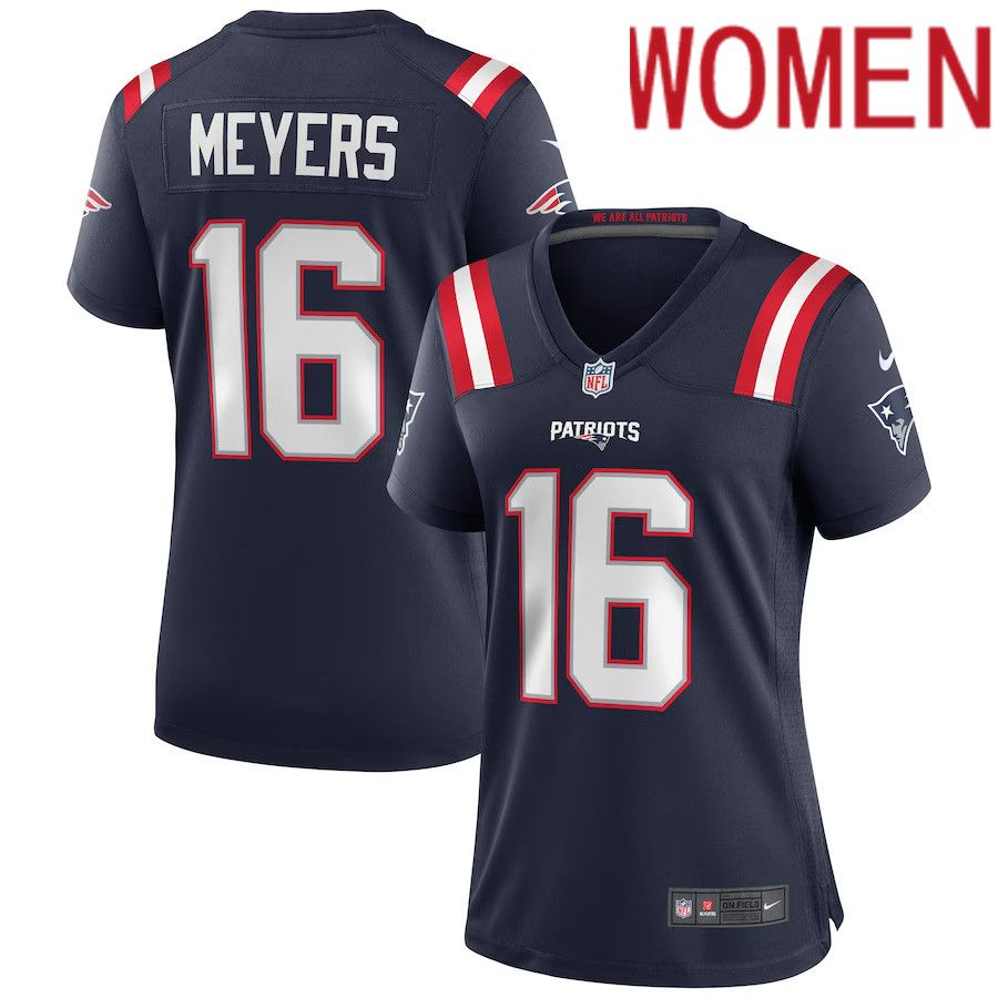Women New England Patriots #16 Jakobi Meyers Nike Navy Game NFL Jersey